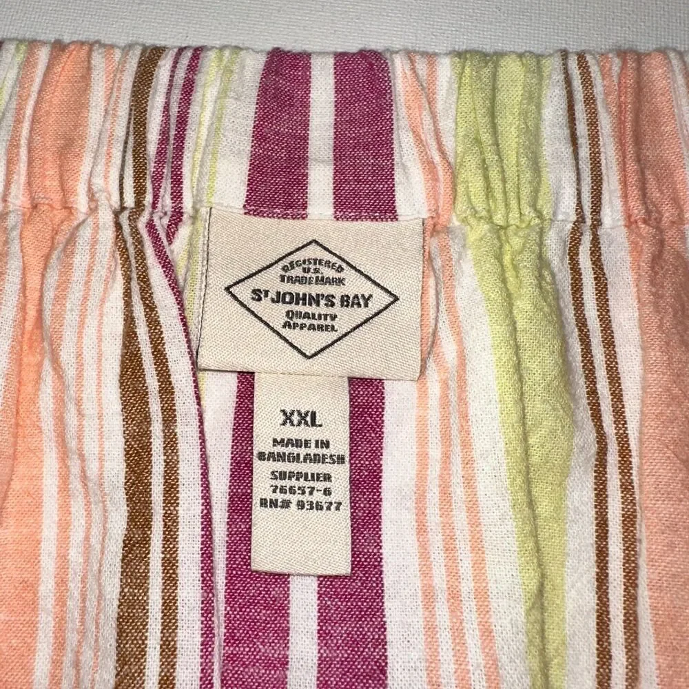 St John's Bay Women's‎ Plus XXL Midi A-Line Skirt Linen Blend Warm Stripe NWT